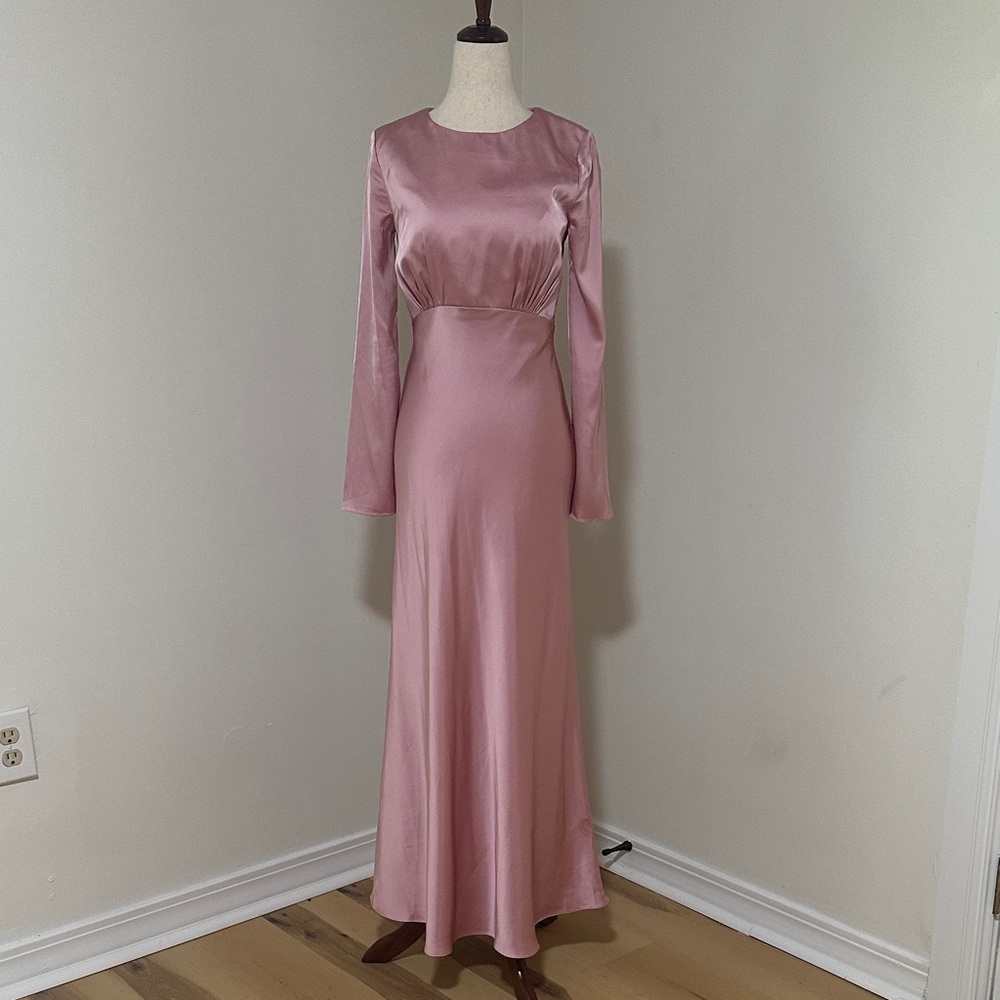 Sophisticated Long Sleeve Pink Dress